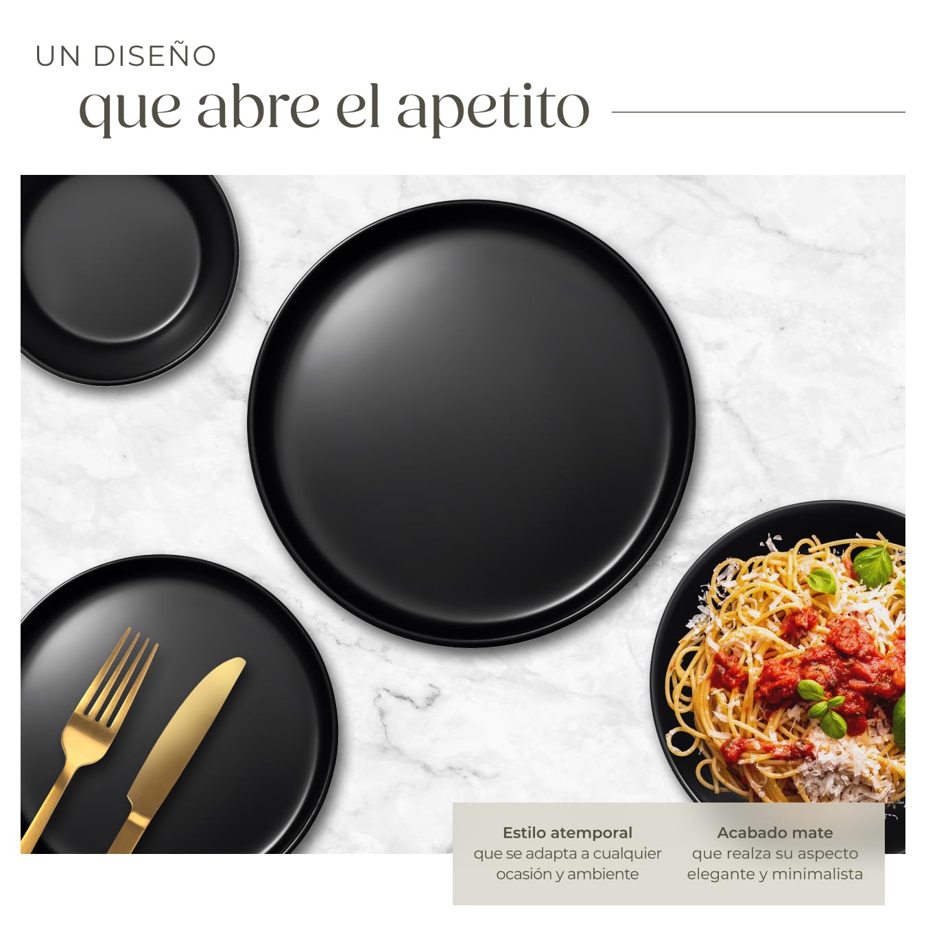 Vajilla estilo urbano Tectake® 24 Piezas Negro