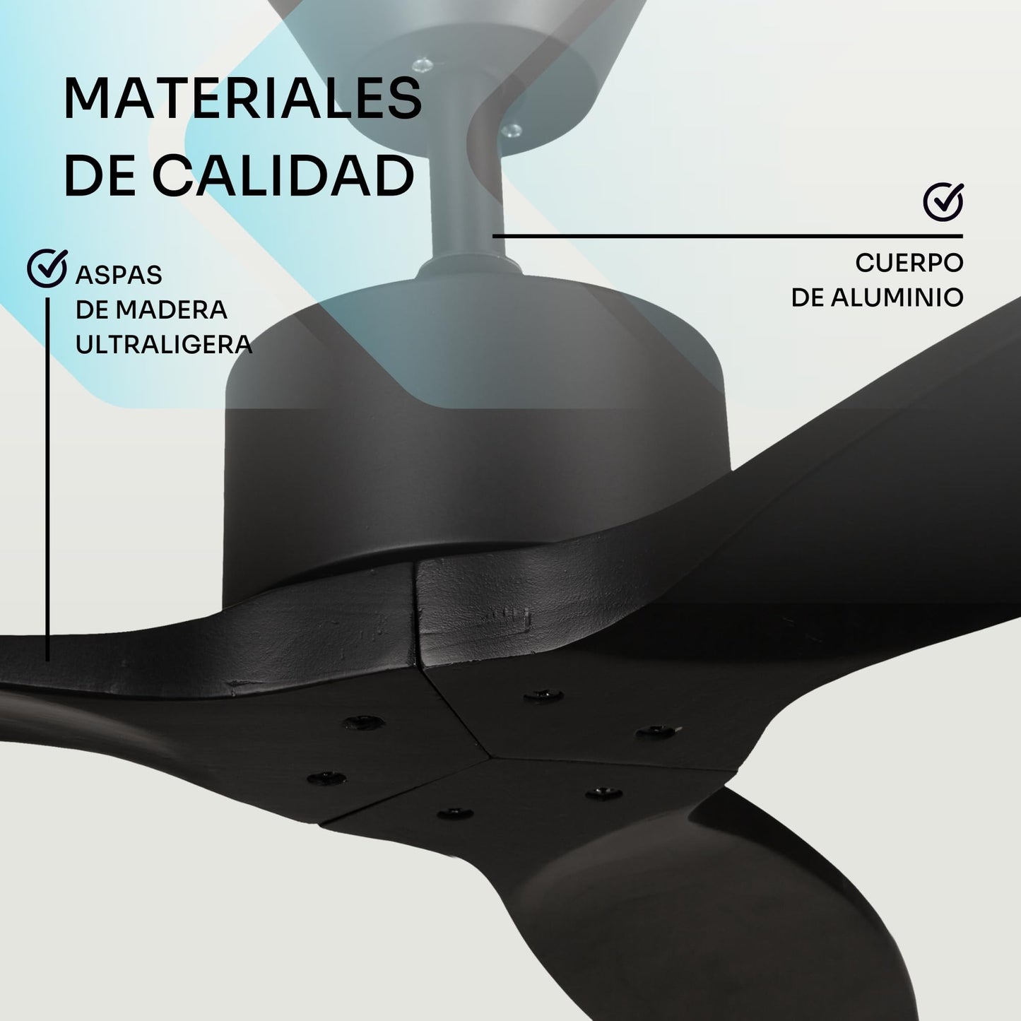 Ventilador de Techo Negro Mate