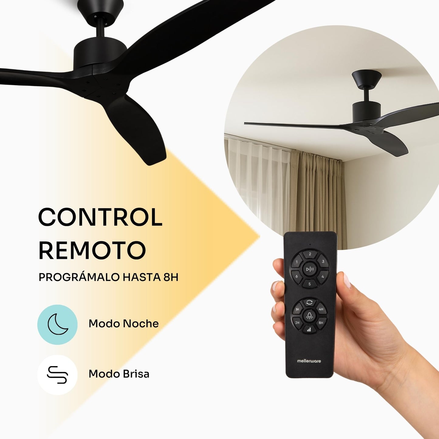 Ventilador de Techo Negro Mate