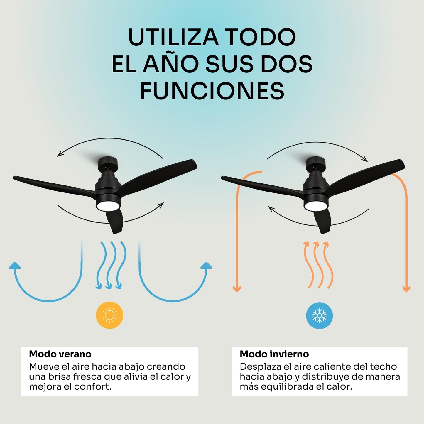 Ventilador de Techo Negro Mate