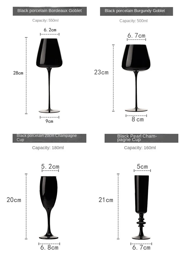 Copas de vidrio negro